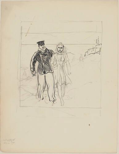 Young Military Man and Woman (R); Untitled (sketches of two women and one man) (V)
